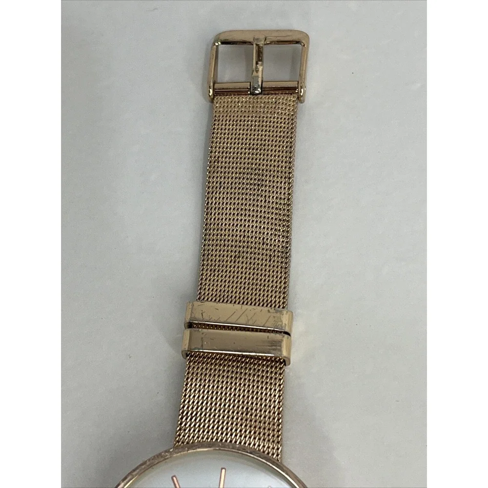 Women's Rose Gold Quartz Watch Mesh Metal Band White Dial- New‎ Battery